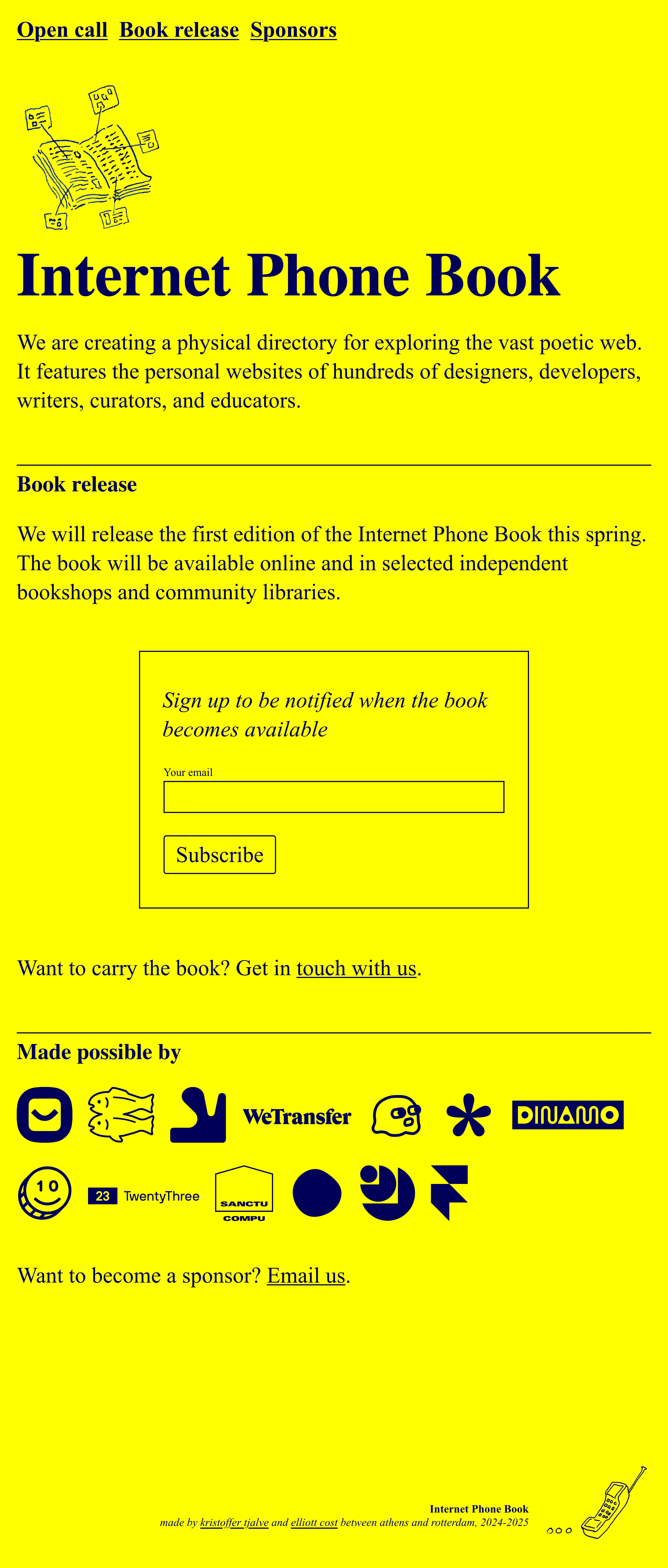 Internet Phone Book's website in 2024